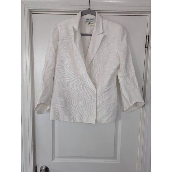Carolina Herrera Linen Blazer women's 14 white Neiman Marcus Vintage luxury - Picture 1 of 8